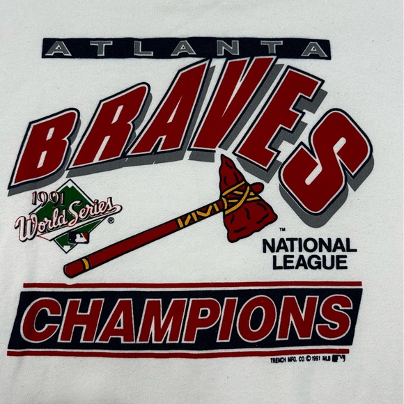 Vintage MLB 1991 ATLANTA BRAVES Made in USA Sweatshirt XL - Picture 3 of 8